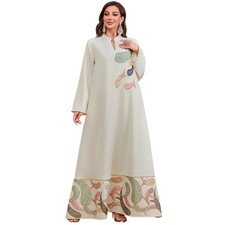 Dubai Women Abaya Dress Islamic Kaftan Embroidery Maxi Islamic Arabic Robe Gown