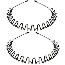 New 2 Pack Metal Headbands Spring Wave Non Slip Unisex Fast Shipping