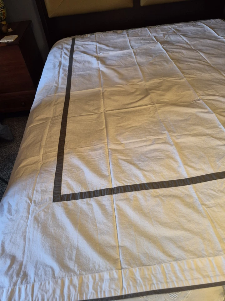 Cortina de ducha de algodón Pottery Barn Decorator gris 72" cuadrada Foto 3 de 4