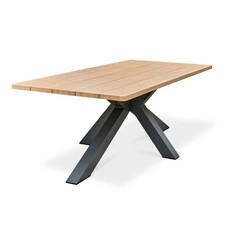 Table de Jardin en Métal "Kelia" 220cm Anthracite & Naturel
