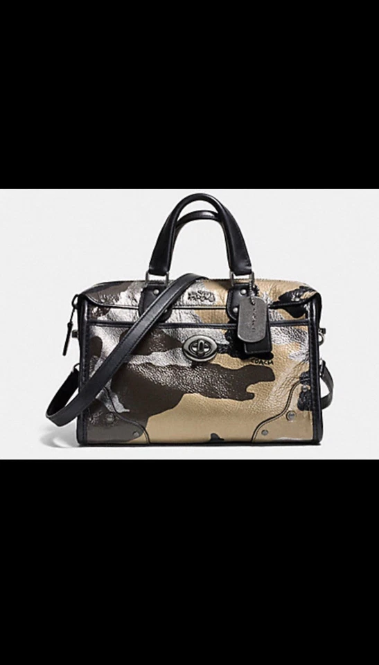 CARTERA COACH RHYDER 24 EN CUERO METÁLICO ESTAMPADO CAMUFLAJE #33769 EXTREMADAMENTE RARA Foto 2 de 4