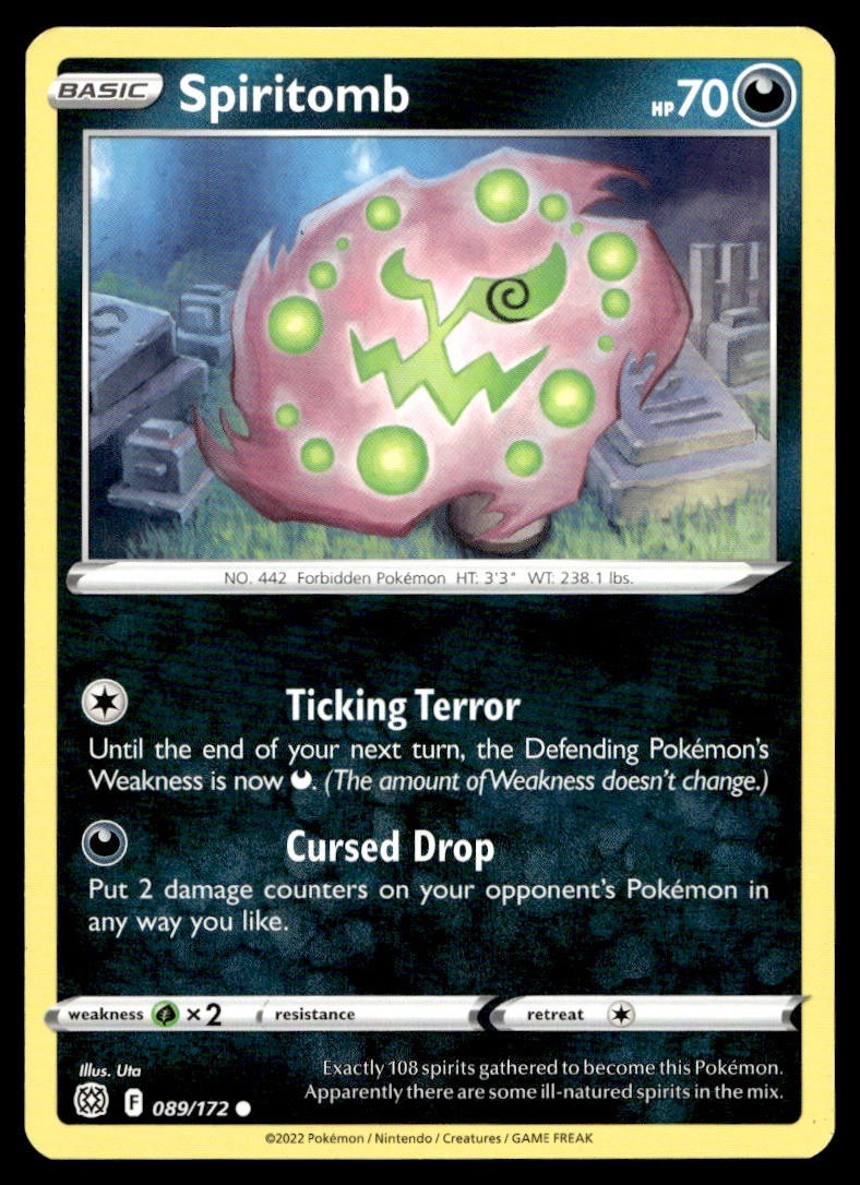 Spiritomb 89/172 Pokemon Card Brilliant Stars Common 70 HP Near Mint UB