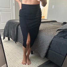Classic Black Pencil Skirt with Slit