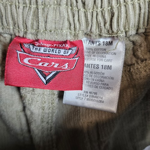 Y2K Disney Pixar Cars 18M Corduroy Pants Lightning McQueen No Stall Racing Team - Picture 9 of 9
