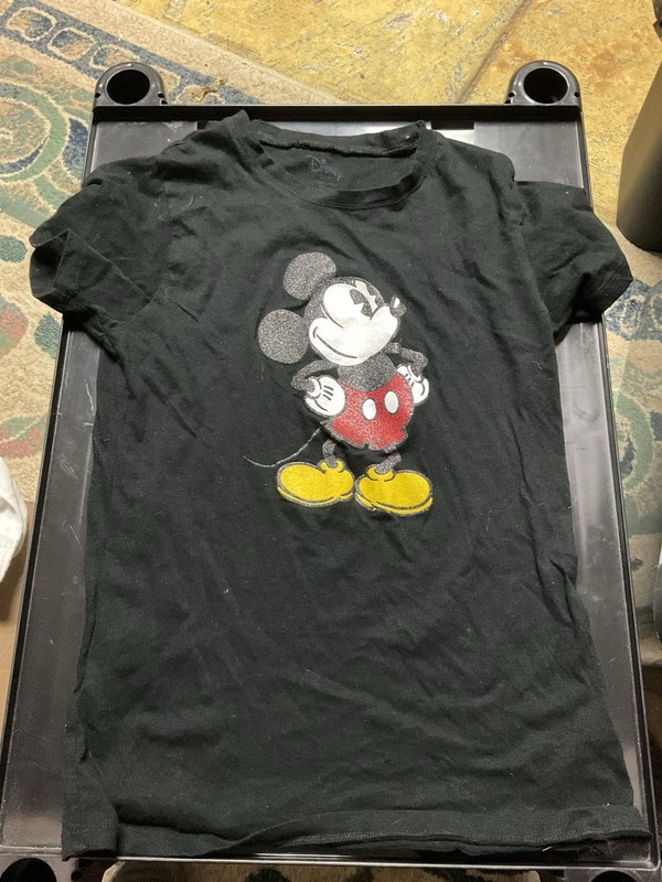 Vintage Walt Disney Mickey Mouse Glitter Black Shirt Size Junior 3/5