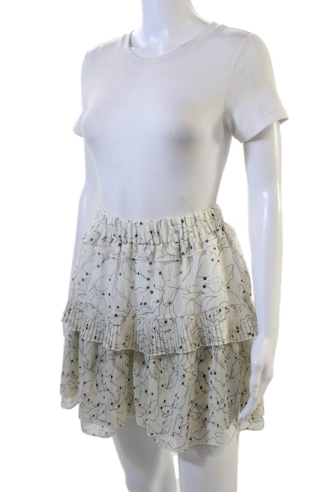 Falda blanca con estampado de hojas con cintura elástica blanca See by Chloe para mujer FR 34 Foto 2 de 4