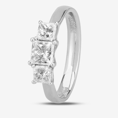 1888 Collection Platin Princess Cut 1,00ct Diamant Trilogie Ring R3-263