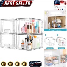 Elegant 4 Pack Clear Stackable Storage Drawers for Organized Living Spaces