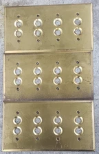 3 Antique 4 Gang Push Button Light Switch Cover Plate Brass Vintage 