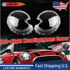 Pair Car Headlight Lens Cover+Glue Transparent For Mini R56 Cooper 2009-2013