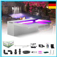 LONGRUN Garten Wasserfall Edelstahl LED 30x20x10cm