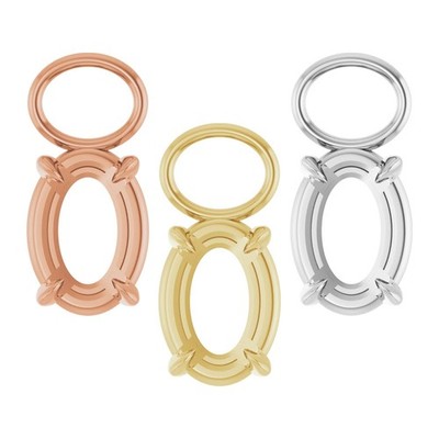 10K 14K 18K Gold, Platinum & Silver 7x5 mm Oval 4-Prong Claw Hoop Dangle