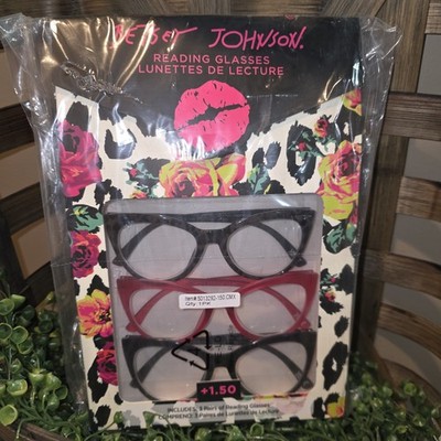 BETSEY JOHNSON Bold Pink Brown 3 Pc READER READERS GLASSES GIFT SET 1.50 NEW 