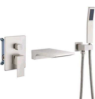 DASAN Waterfall Tub Filler Faucet Wall Mount with Hand Shower, Modern Wall Mount
