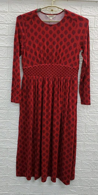 New Boden Thea Long Sleeve Jersey Dress Red/Black Size 10 Long