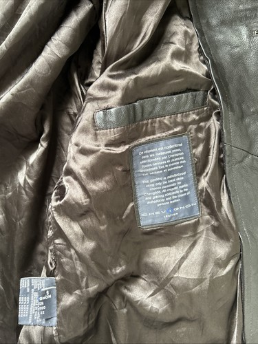 Chevignon Men's Leather Jacket XL Black Button-Up Coat 48 In Chest 32 In Length - Picture 18 of 20