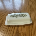 PYREX - #72-1 Green on White SPRING BLOSSOM GREEN Butter Dish, Lid