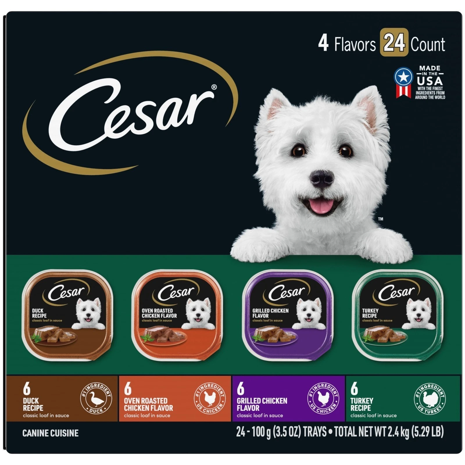 Wet Dog Food Variety Pack Balanced Meal for Adult Dogs 3.5 Oz Trays (24 Pack)