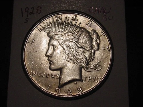 1928-S PEACE DOLLAR AU BU HIGHER GRADE POPULAR MUCH BETTER DATE PQ BU LOOK