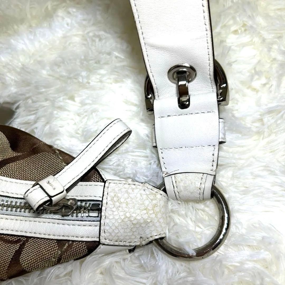 COACH Patchwork Crescent Shoulder Bag Brown Leath… - image 5