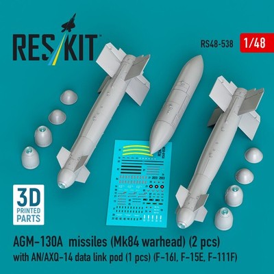 ResKit RS48-0538 - 1:48 AGM-130A missiles (2 pcs) (Mk84 warhead) with AN/AXQ-14 