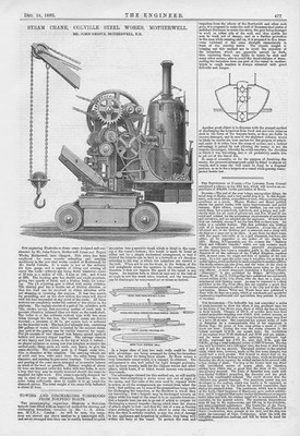 MOTHERWELL Dampfkran im Stahlwerk Colville antiker Technikdruck 1880