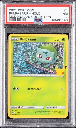 2021 POKEMON MCDONALD'S COLLECTION #1 BULBASAUR-HOLO PSA 7