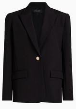 Toccin Willa Single-Button Long Boyfriend Blazer in Black Size 12