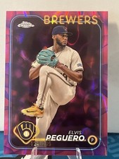 2024 Topps Chrome Baseball Elvis Peguero Magenta Lava Refractor /299 BREWERS