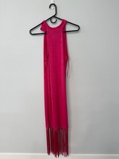MNG Mango Hot Pink Sleeveless Fringed Dress