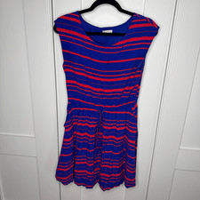 Gap Darcy Dress XS Red Blue with Pickets and Tie Waist (c1)