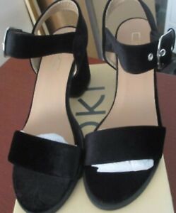 black velvet block heel sandals