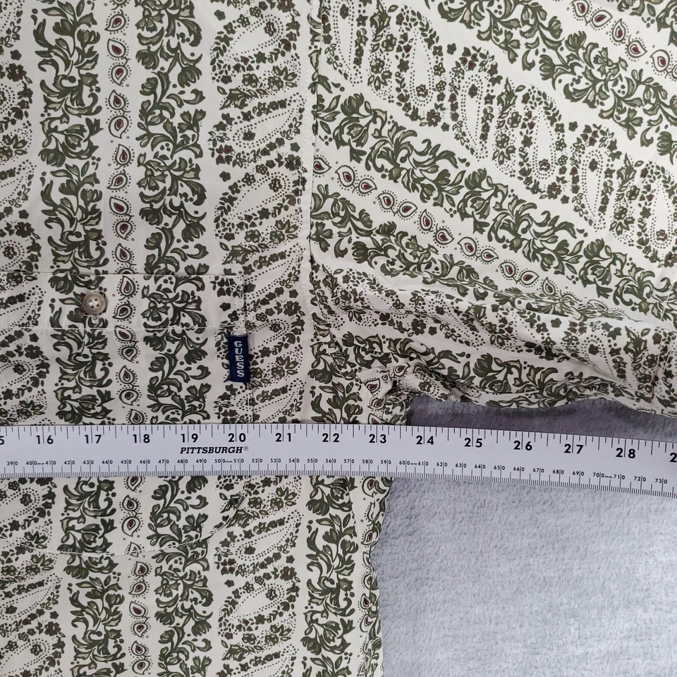 ВИНТАЖНАЯ мужская рубашка Guess на пуговицах M бежевая с цветочным узором пейсли короткий рукав 90-е США - Изображение 4 из 4