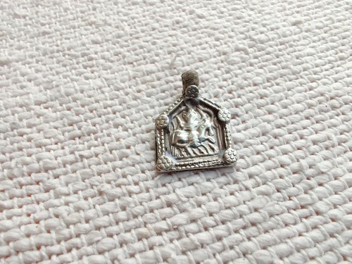 Vintage Jewellery Silver Amulet Old Tribal Pendant God Of Thunder Indra On Horse