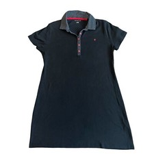 Tommy Hilfiger Black Polo Dress Short Sleeve Polka Dot Stretch Size Large Womens
