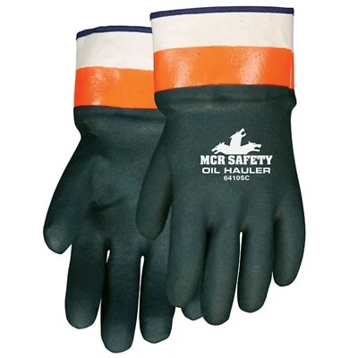 MCR SAFETY MCR Oil Hauler Double Dipped Chemical Resistant PVC Rubber Safety Work Gloves LG