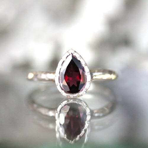 1.30 Karat Rhodolith Granat Verlobung Blende Ring 10k Echt Weißgold - Bild 2 von 5