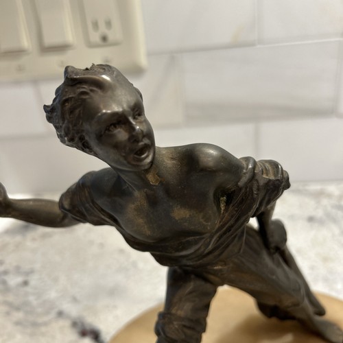 Raro! Statua vintage in bronzo di Giambattista Perasso "Balilla" su base in pietra - Foto 17 di 24