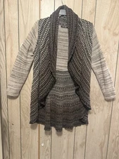 Nic Zoe shawl collar open ombre waterfall Black Brown Gray cardigan sweater
