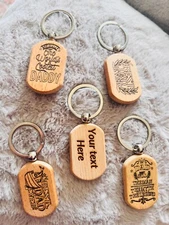 Custom Engraved names and shape Wood Key Chain - Personalized Wooden Key Chain
