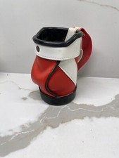 Mini Golf Bag Novelty Gift Koozie Pencil/Pen/Drink Holder Red/White 5 H Desk