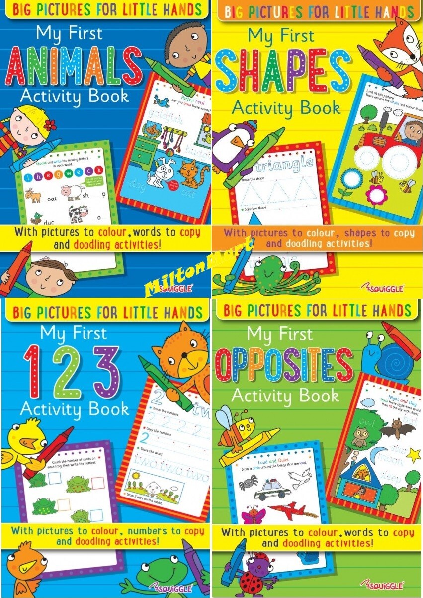 4 x Learning Books 123, Numbers, Shapes, Animals, Opposites early learnings pack