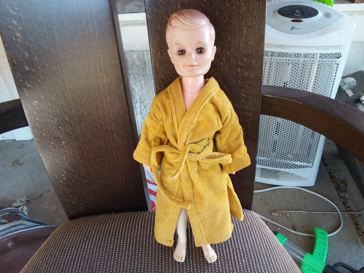 Vintage 50-60s? Toy Boy Doll W/ Robe Moving Eyes Child Old