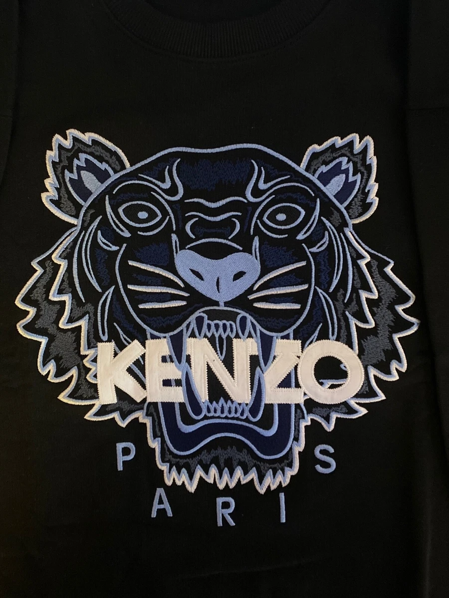 Kenzo Tiger Sweatshirt Black, Light Blue &amp; White Size M Condition 9/10 | eBay