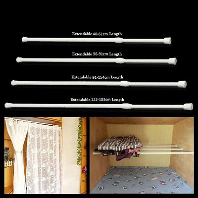 Telescopic Net Voile Tension Curtain Rail Pole Rod Rods Spring Loaded  Extendable