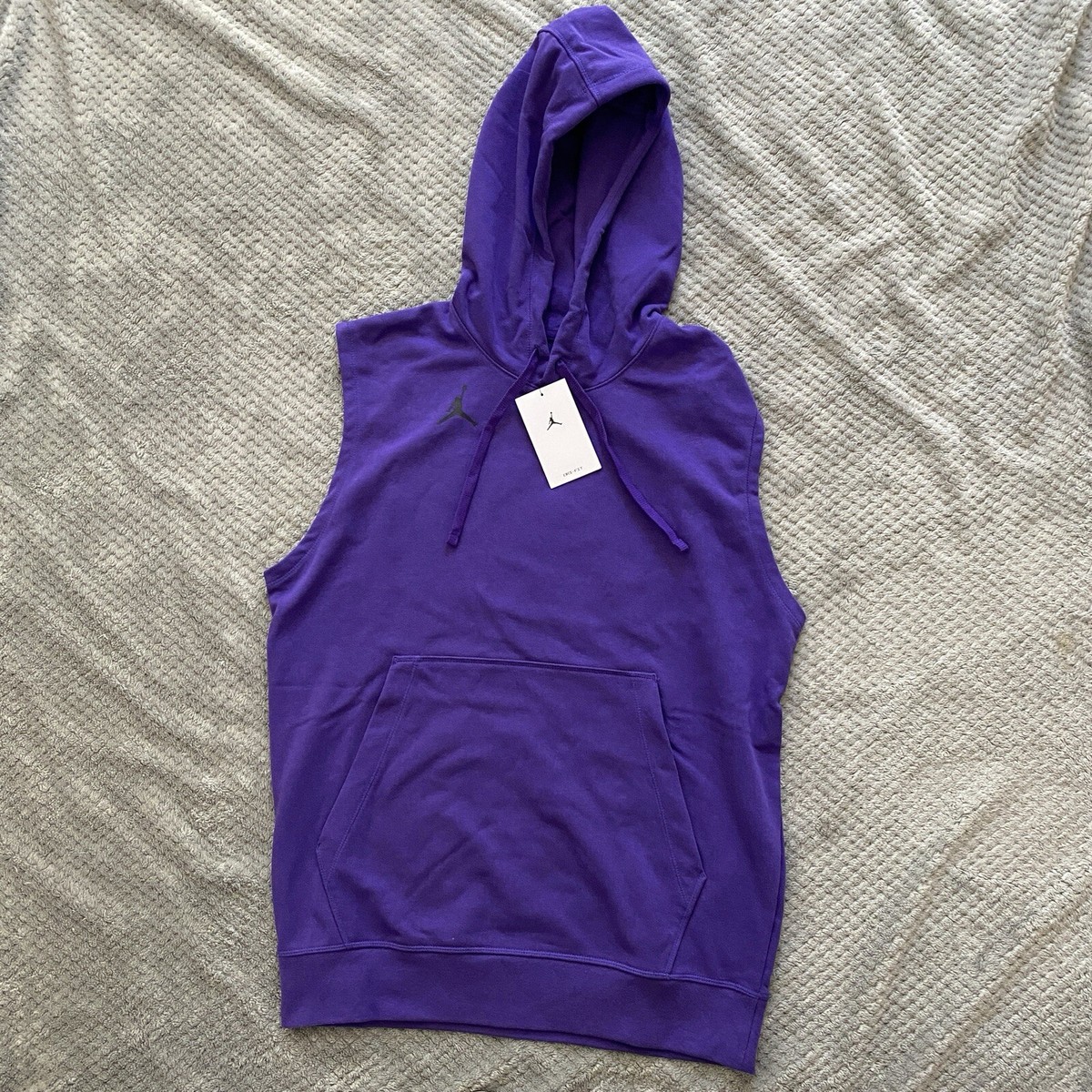 Air Jordan Sleeveless Hoodie Sweater Mens Small Purple Terry DQ7946 520