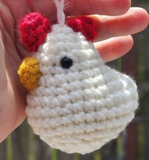 Chicken Keychain Crochet Handmade Amigurumi Hen Rooster