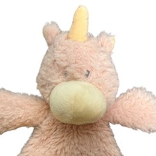 Demdaco Unicorn Rattle Lovey Plush Security Blanket 12" Pale Pink Ivory