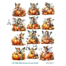 Pumpkin Fairies #2 | A4 Rice Paper | Paper for Decoupage | AB Studios