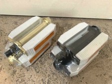 White Classic PVC Block Pedals 1/2" or 9/16" Cruiser Lowrider Bikes